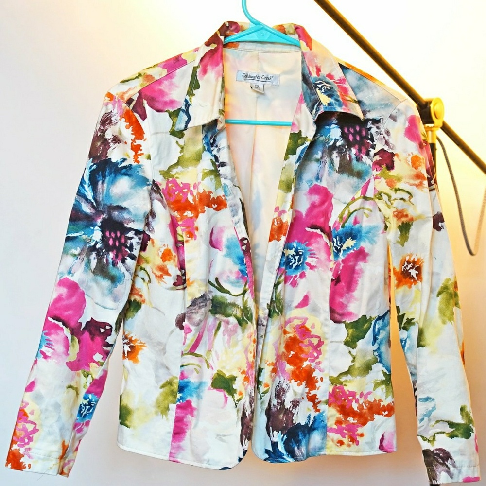Vintage Watercolor Floral Blazer